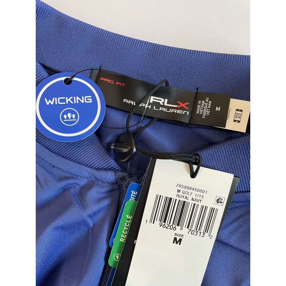 NEW RLX Ralph Lauren Quarter Zip Blade Pullover Mens Medium Blue‎ Pro Fit Golf - Picture 4 of 9
